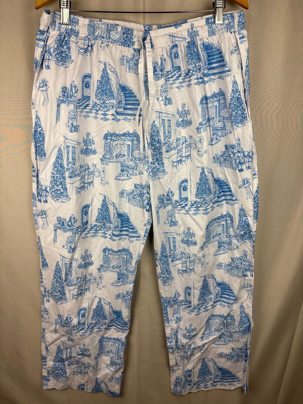 Printfresh x Kathy Hilton Holiday Toile Poplin Pajama Pants Sz Large Christmas